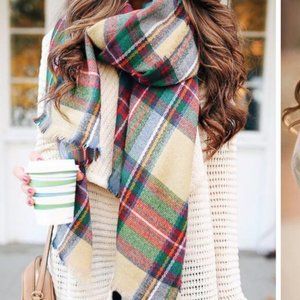 Oversized Plaid Blanket Scarf